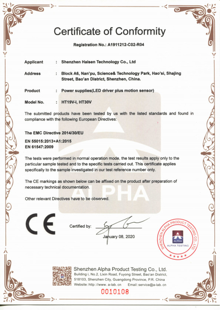 Porcellana Shenzhen HAISEN Technology Co.,Ltd. Certificazioni